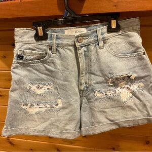 Kancan Light Blue Distressed Denim Shorts